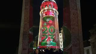 lighting show Happy new year 2023 In Galata Tower Istanbul!