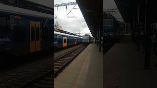 Electric locomotive 362 "Eso" with Berounka express is arriving to railway station Plzeň hl.n.