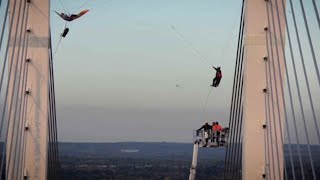 Men guilty of public nuisance after climbing QEII Bridge