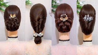 5 beautiful and stunning hair styles for long hair#wedding/party hair styles#long hair bun styles