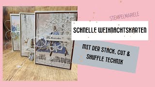 Höchste Eisenbahn! Schnelle Karten für Weihnachten basteln mit der stack, cut & shuffle Technik