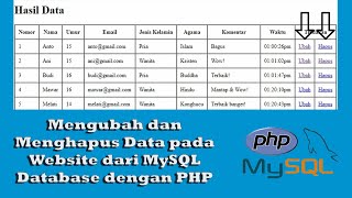 #Bagian3&4 Mengubah & Menghapus Data dari Database MySQL di Website dengan PHP (PHP Update & Delete)