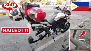 Getting Flat Tire on Benelli TRK 502 X in BGC, Metro Manila, Philippines - 360° Ride