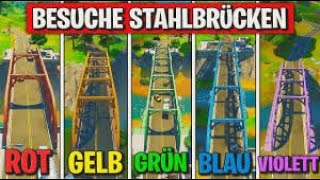 Besuche eine BLAUE,ROTE,LILA,GRÜNE & GELBE Brücke - Deadpool Woche 5 Fortnite