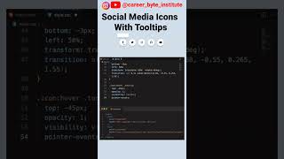 Creating Stylish Social Media #Buttons with Hover #Tooltip Using #HTML & #CSS  #viral  #shortsvideo