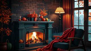 Cozy Autumn Cabin with Rain Ambience | Relaxing Fireplace & Rain Sounds  #rainsounds  #fireplace