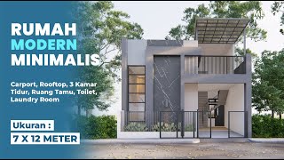 Desain Rumah Minimalis Modern dengan Rooftop, Carpot Luas dan Muat Banyak Ruangan!