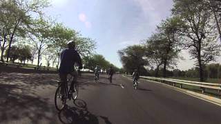 Cycling South during Bike the Drive on Lake Shore Drive to Grant Park in Chicago, 2013