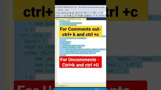 Shortcut key for Comments out and Uncomments Queries || Microsoft SQL server || SSMS