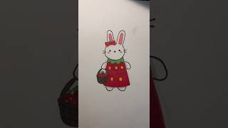 Coloring a strawberry bunny! 🍓🐰#drawing #art #shorts