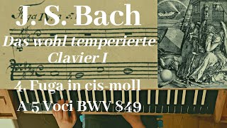 J. S. Bach on clavichord: WTC I Fugue No. 4 in c sharp minor (WTK I cis-moll) BWV 849