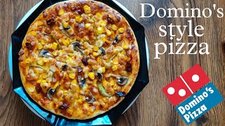 Domino's style veg pizza recipe |  Veg pizza recipe in oven with homemade pizza base | Ruchira