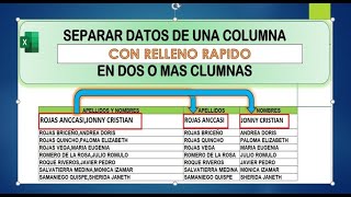 Relleno Rapido en Excel | separa Nombres y Apellido