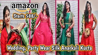 ❤Amazon Extra Fashion Days Sale📢 | Upto 70% OFF 📢 Silk wedding n Party Wear Anarkali Kurta Haul | ❤