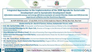 Integrated approaches to Implementation of the 2030 Agenda for Sustainable Development & its SDGs