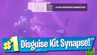 Use a Disguise Kit, then place Weapons Schematics in Synapse Station Location - Fortnite