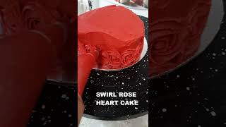 Swirl buttercream rose heart cake #shorts #cake