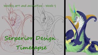 Pokemon Serperior Character Design - Weekly Art/Animation Challenge (Week 1)