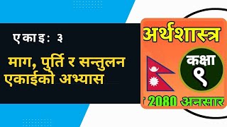 कक्षा ९ अर्थशास्त्र पाठ ३ माग, पूर्ती र सन्तुलन अभ्यास समाधान | Class 9 Economics Unit 3 Solution