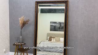 Espelho Decorativo Cristal na Cor Dourado Envelhecido e Preto - Decore Pronto