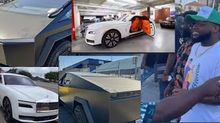 davido added latest tesla cyber 2024 model as he shipped Rolls-Royce phantom 2024 to lagos together