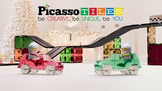 PicassoTiles PicassoToys Magnetic Tiles Race Car Track Building Blocks Action Figures Kids STEAM Toy