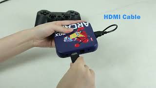 how to connect the Arcade Box Game Console for PS1 NDS N64 Dreamcast Naomi 64GB Mini Retro Console