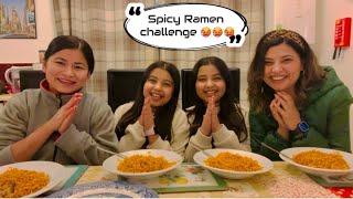 Spicy Noodles challenge with beautiful 🥰🥰सजाय चाहि कडा भएछ🤣🤣🤣spicy Lovers हामी😁😁