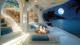 Chill Luxury Beach Villa 🌴 Tropical Ocean Sounds & Fireplace for Peaceful Evenings - Heals the Mind