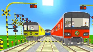 railway railroad crossing trains Minecraft 【踏切アニメ】