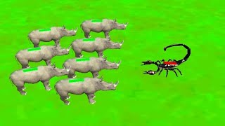 RHINOCEROS ARMY vs. IMPERIAL SCORPIONS - Animal Revolt Battle Simulator