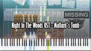 Night In The Woods OST - Mallard's Tomb - Piano Tutorial - Synthesia