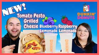 NEW Dunkin' Donuts Tomato Pesto Grilled Cheese, Blueberry Lemonade, & Raspberry Lemonade Review 🥪🫐