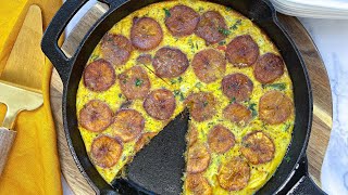 PLANTAIN AND SALTFISH FRITTATA | PLANTAIN QUICHE | PLANTAIN RECIPE || FRUGALLYT