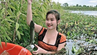 Giăng câu mồi trùn bắt cá kênh nước lớn dính thấy ham | TNTP T161 - Fishing with worm bait