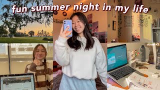 night routine during summer: sunset, cafe, self care! productive & fun night in my life: summer vlog