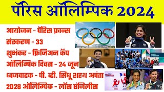 पॅरिस ऑलिम्पिक 2024 । Paris Olympic 2024 Questions । Paris Olympic 2024 Marathi