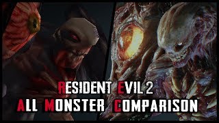 RESIDENT EVIL 2 REMAKE - ALL MONSTER COMPARISON (COMPARACIÓN MONSTRUOS) - ORIGINAL VS REMAKE