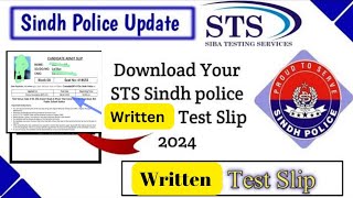 Sts Sindh Police Constable Written Test Slip  Information 2024 | @GovtJobsInfo786