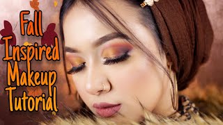 Fall Inspired Makeup Tutorial || Brown Yellow Cut Crease EyeMakeup ||২৬৫ টাকা দামের ফাউন্ডেশন রিভিউ