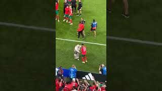 Morocco win celebration with Mom, so adorable