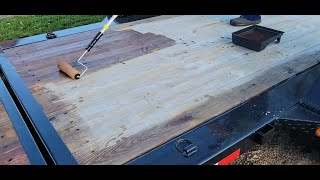 The easiest sealer to apply to a wood trailer deck.  Ready Seal wood sealer