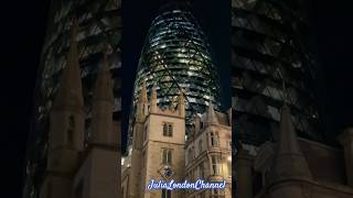 Ночной Лондон февраль 2024. Знаменитое здание Gherkins Лондонский Сити #лондон #london #шортс