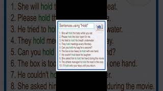 Learn English sentences using the word Hold #english #shorts