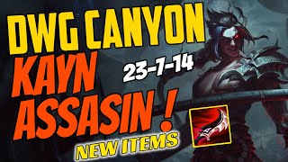 DWG Canyon Plays Kayn Jungle vs Taliyah Challenger Gameplay Jg - New Items - Season 11 - Duskblade