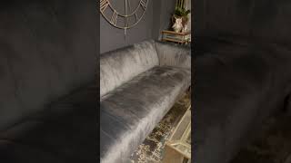 Emperor Grey Velvet 2 Seater Sofa With Brass Feet