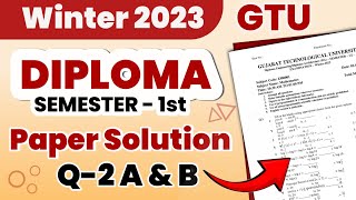 #2 GTU Diploma Winter 2023 Paper Solution | 1st Semester | Q-2 A & B Solution | Adhunik Ganit 2024