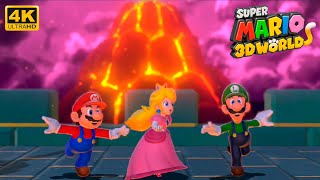 Super Mario 3D World + Bowser's Fury (3 PLAYERS) - Red Hot Run & World Castle-3 (4K 60FPS)