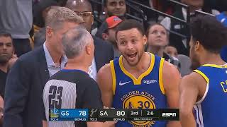 Stephen Curry Gets Furious With Ref & Goes Off! Warriors vs Spurs