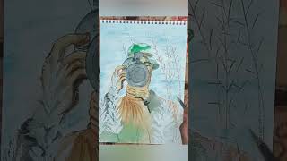 Wildlife photographer Painting#watercolor #painting #artwork #shortvideo